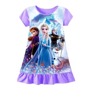 Girls Disney Frozen Elsa Anna Nightgown Short Sleeve Sleep Dress Pajamas 3T